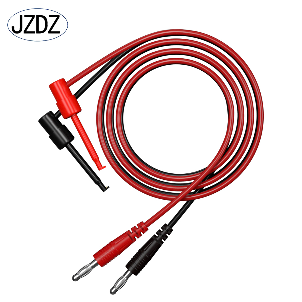 JZDZ 2 uds cables de prueba multímetro Cable de línea 100 cm extremos dobles 4mm conector eléctrico con conector Banana herramientas de bricolaje J.70055: Plata