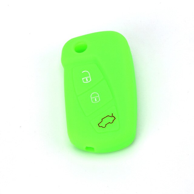 3 Buttons Silicone Car Key Case for Ford KA MK2 Aftermarket Folding Keychain Holder Remote Control Fob Protector Cover: New green