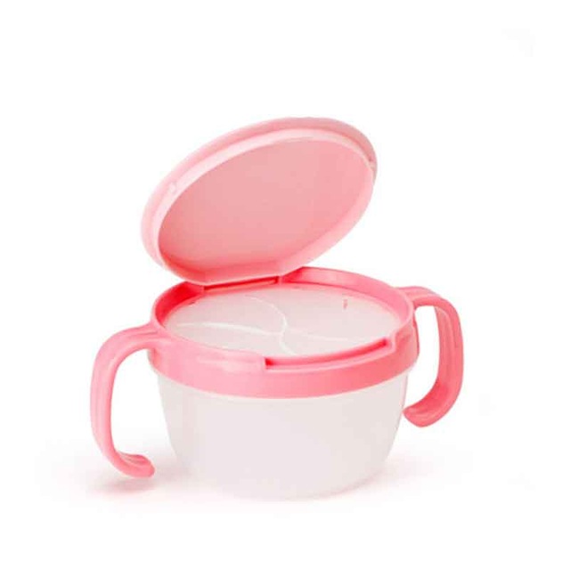 Baby spedbarn bolle snack retter silikon kopp småbarn mating mat bolle håndtak snack lagringsbeholder barn tallerken servise: Rosa 1
