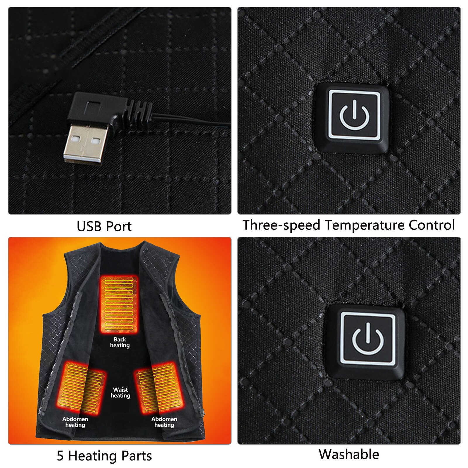 Chaleco inteligente con interruptor dual para hombre, chaqueta con calefacción eléctrica de 3 zonas, ropa deportiva, chaqueta acolchada con calefacción USB