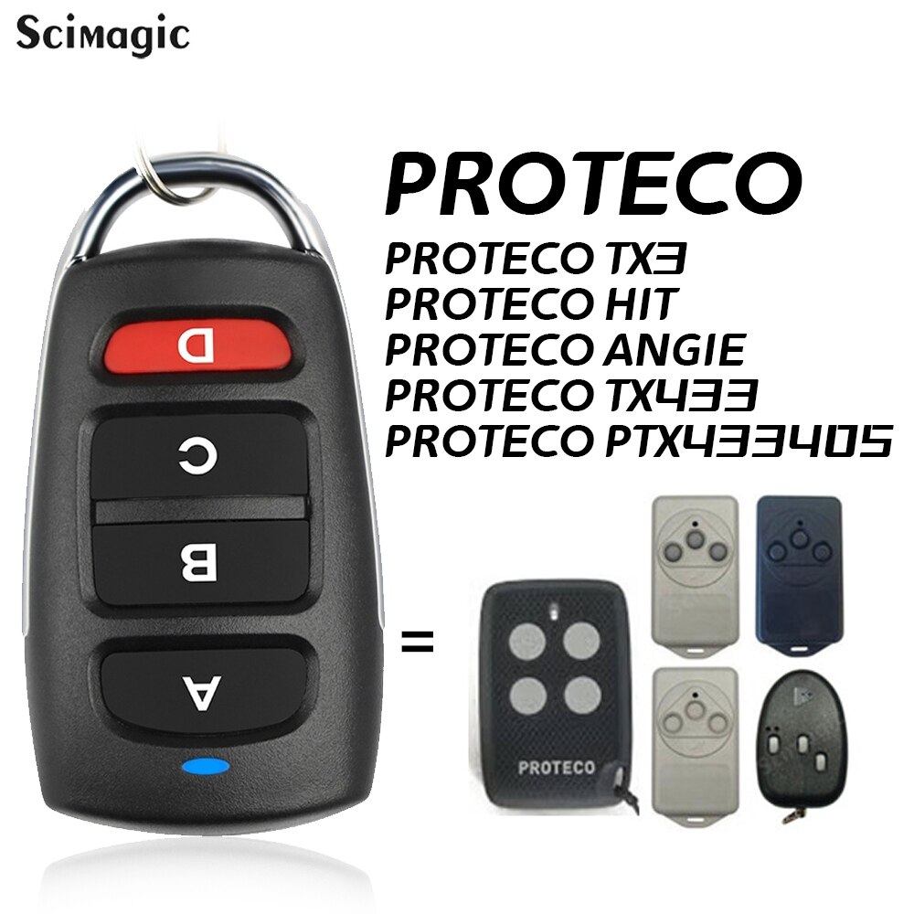 Proteco Angie Garagedeuropener Afstandsbediening Duplicator TX433/PTX433 405/PTX433 Azul/TX3/Hit