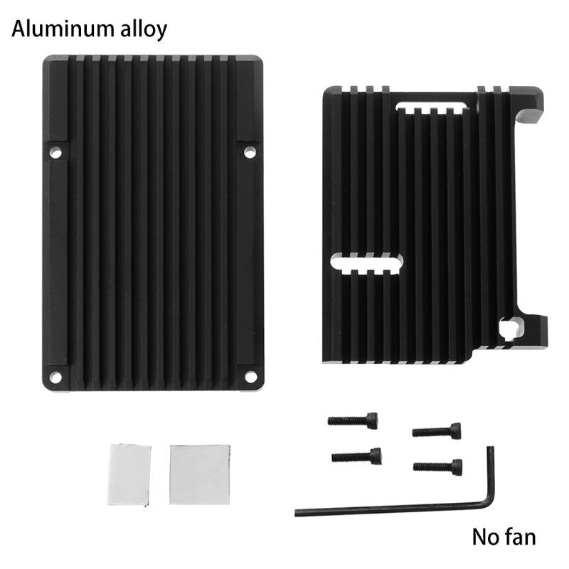 Aluminium Behuizing Case Metal Shell Black Box Uitstralende Plaat Heatsink Cooler voor Raspberry Pi 4 Model B: A no cooling fan