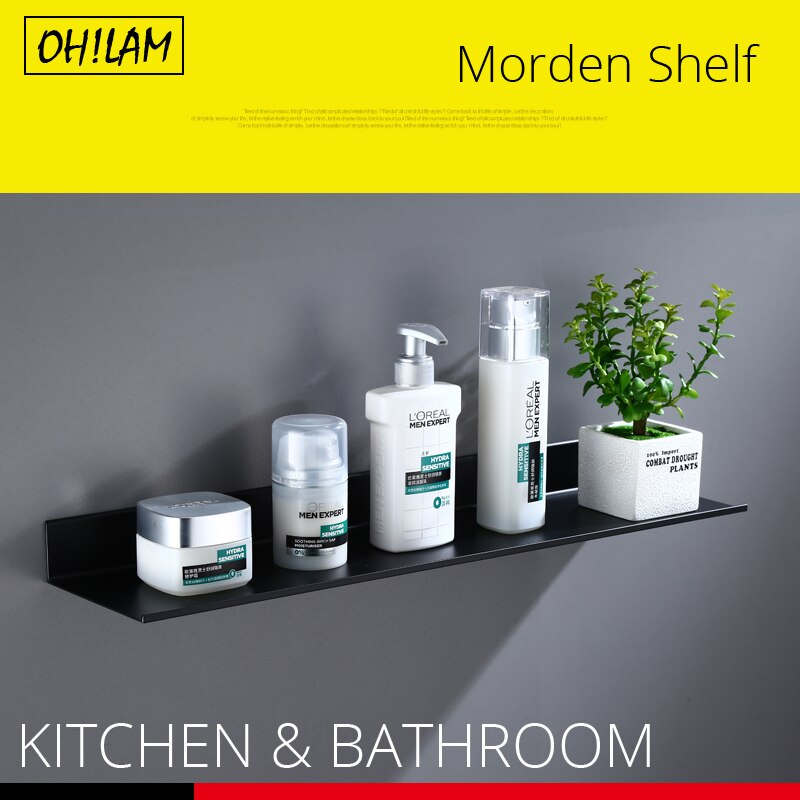 Zwarte Badkamer Planken 30-60 cm Lengte Keuken Wandplank Douche Mand Opslag Rack Handdoek Bar Robe Haken Badkamer accessoires