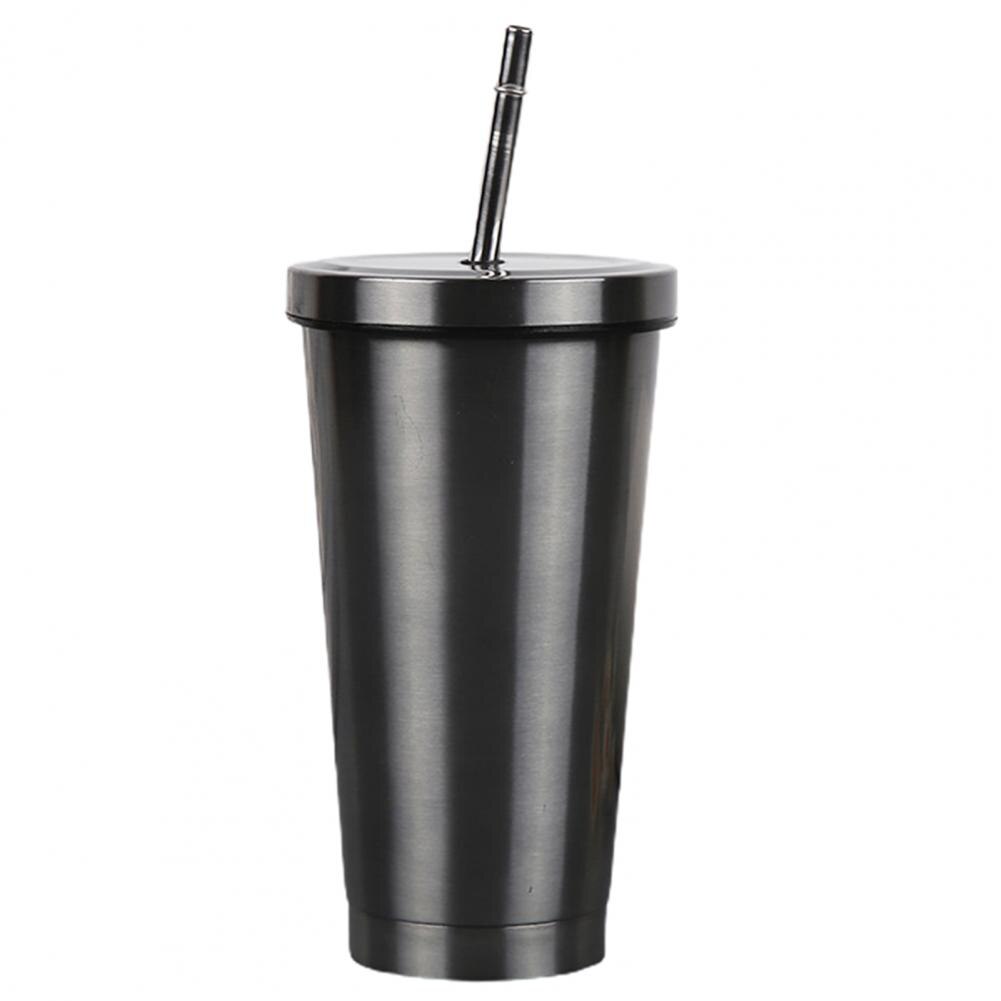 Vaso de vacío con pajita, taza térmica de acero inoxidable, termo de agua, taza de café, botella de paja para beber: Grey