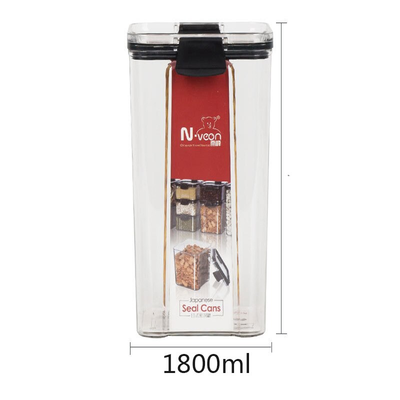 Versiegelt Panzer lagerung Kasten transparent kunststoff haushalt küche Snacks gewürze nüsse lebensmittel Klasse getreide lagerung Kasten: 1800ML 102mmX240mm