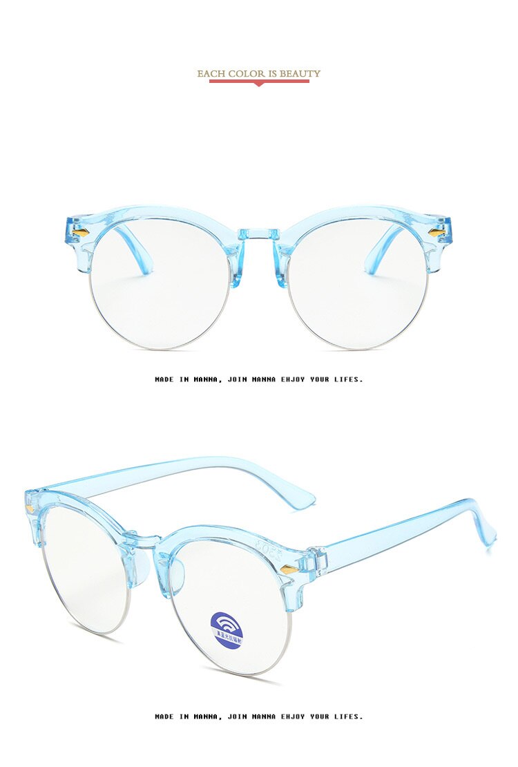 Rosa clássico semi sem aro anti azul óculos de luz crianças redondos óculos quadros computador meninos meninas óculos ópticos uv400: TR Blue