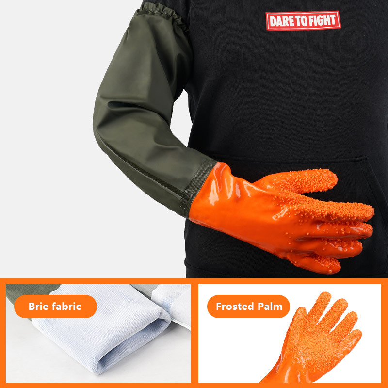 1 Pair Long Waterproof Drain Cleaning Gloves Chemical Resistant Gloves PVC Reusable Heavy Duty Long Rubber Gloves: Yellow