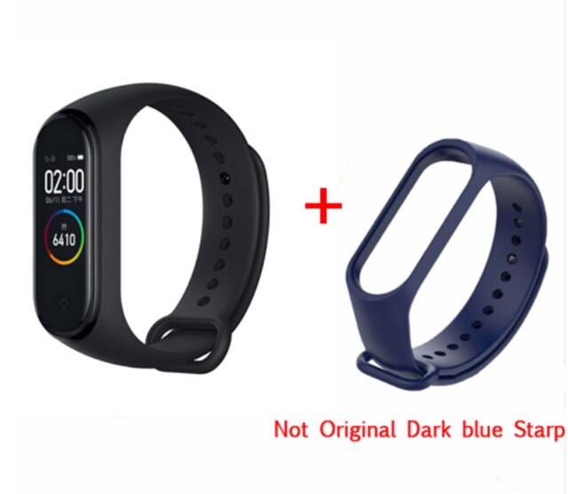 In Stock Original Xiaomi Mi Band 4 Smart Miband 3 Color Screen Bracelet Heart Rate Fitness Music Bluetooth 50M Waterproof Band4: add dak blue strap