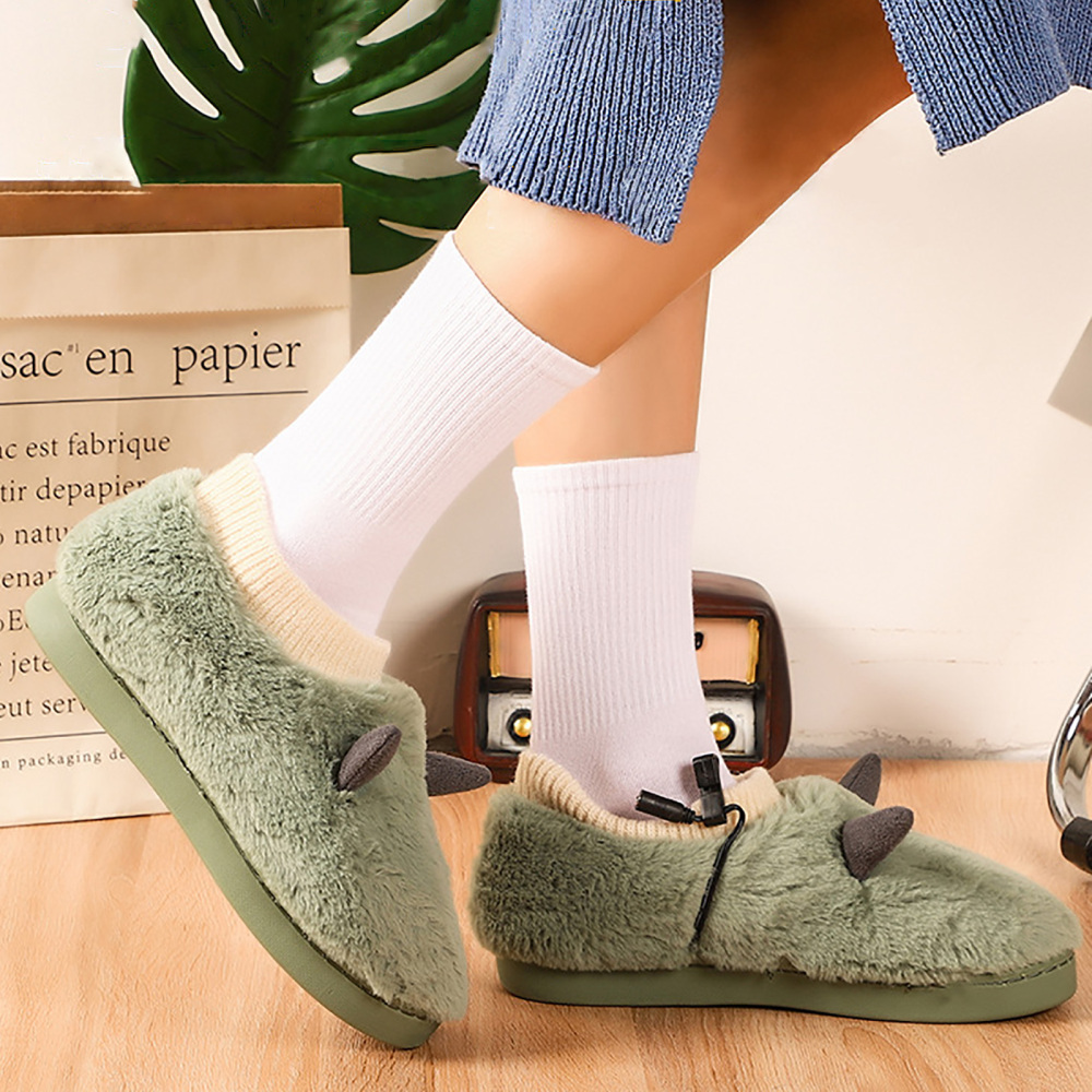 Calentador de pies calentado USB, zapatos de invierno de felpa, zapatillas bonitas extraíbles y lavables