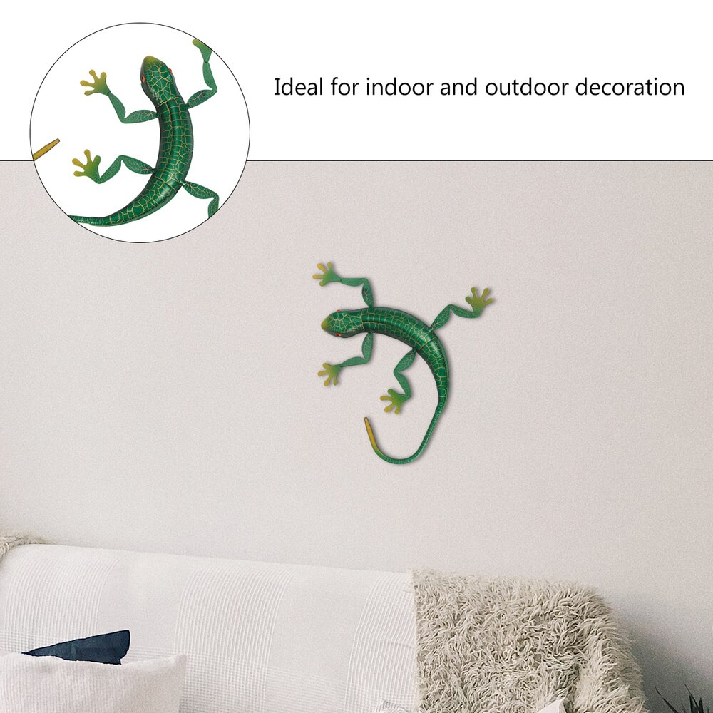 1pc metal gekko 3d væg kunst skulptur indretning indendørs udendørs hængende ornament