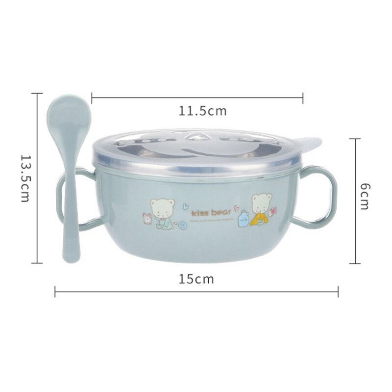 Babyvoeding Servies Gerechten Roestvrij Staal Isolatie Kom Lepel Set Kinderen Servies Cartoon Gedrukt Kinderen Voedsel Kom