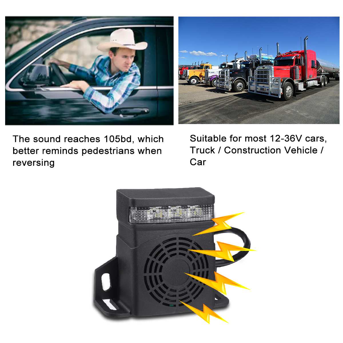 2pcs 12V-36V Universal Loud Sound Car Truck Horn Auto Reversing Buzzer Horn Speaker Amplifier