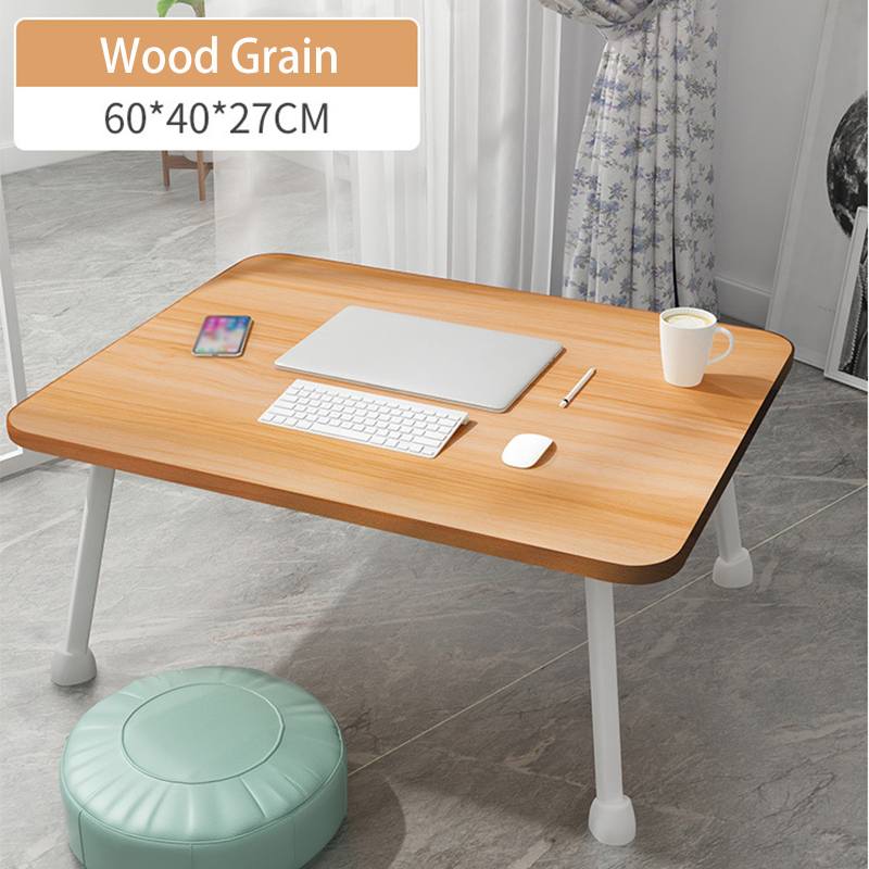 Wooden Portable Folding Adjustable Foldable Laptop Table Multipurpose Sofa Bed Trays Students Dormitory Laptop Table Desk Stand: Wood Grain