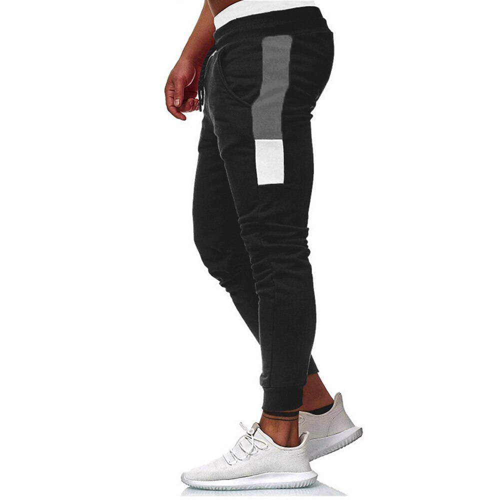 Mens Laufen Hose Frühling Herbst schlank passen Trainingsanzug Böden schlank Joggen Jogger Schweiß Hose lang Hose Sportbekleidung: Schwarz / M