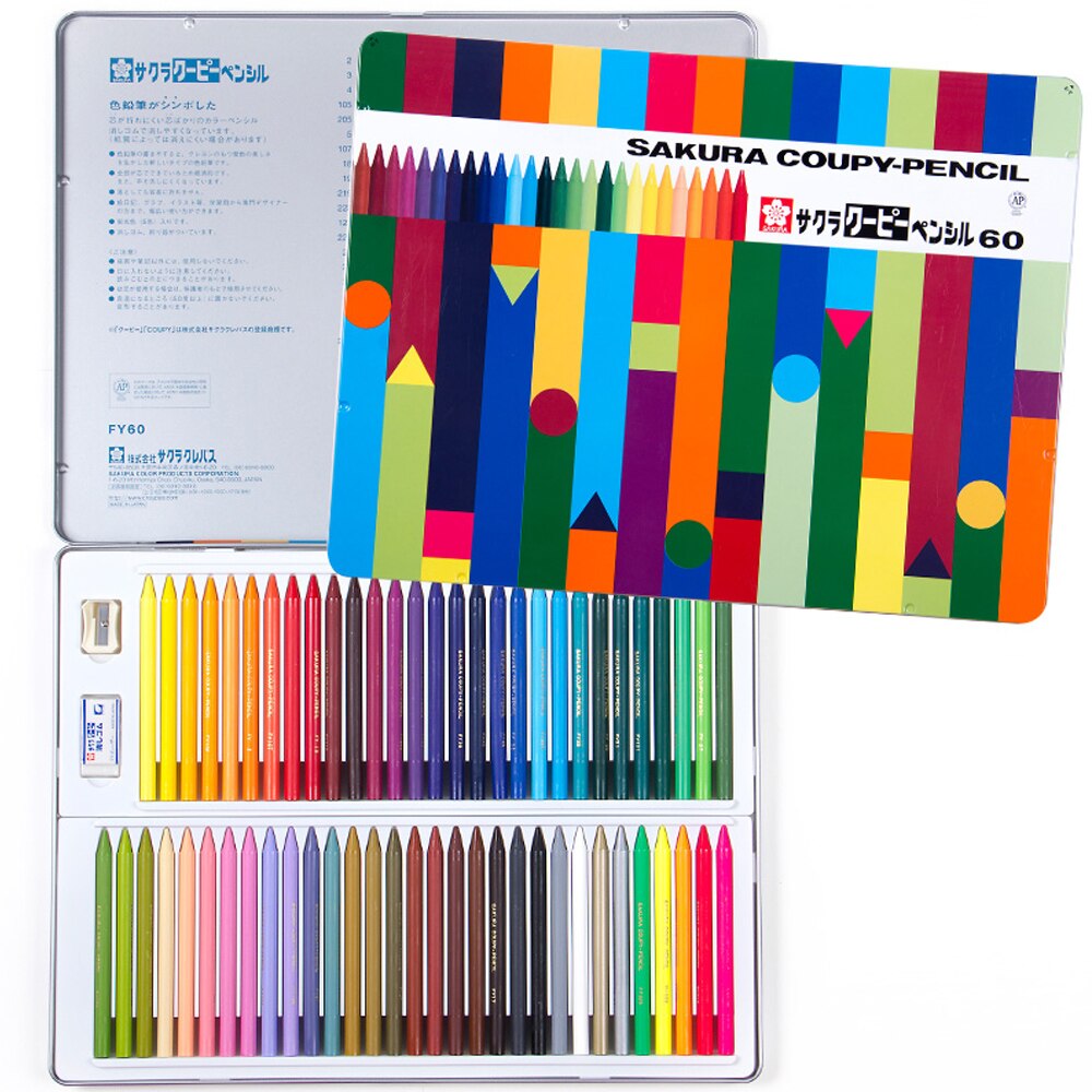 SAKURA18/30/60 Color Kindergarten Children's Crayons Safe And Washable Tin Box Set School Stationery