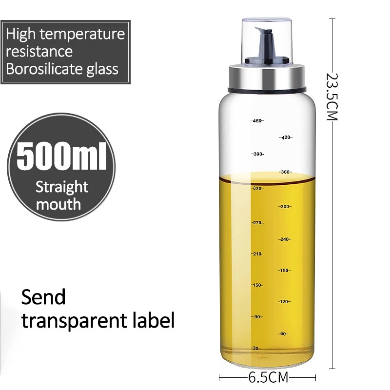 Botella de aceite de condimentos para cocina, botella de salsa, botellas de almacenamiento de vidrio para aceite y vinagre, dispensador de aceite para cocina, 180/300/500ml: naranja
