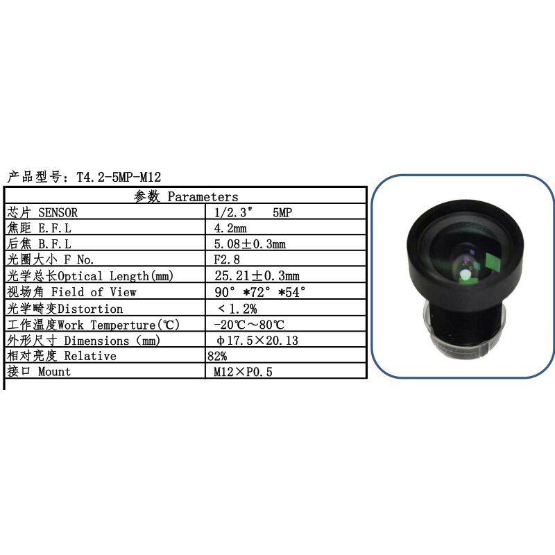 F2.8 5mp 1/2.3 ' 4.2mm cctv kamera linse 4k m12 hd linse sportslinse til flere typer kamera med fabrikspris