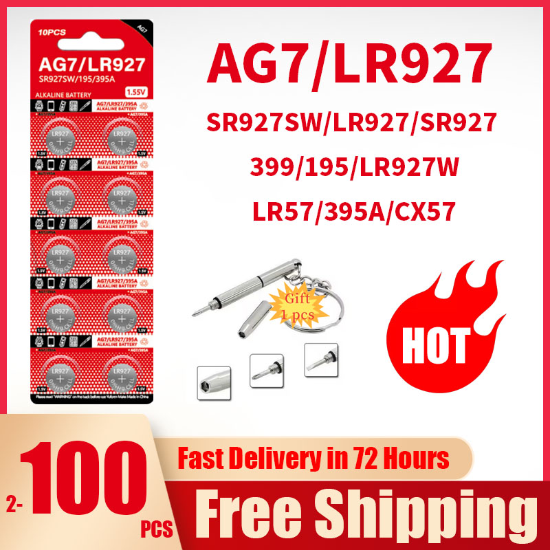 2-100pcs AG7 LR927 SR927SW LR57 SR927 395A 1.5V Button Cell Batteries,Watch Battery for Toys/Calculators/Watches,Long-Lasting