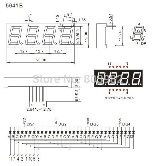 BLUE 4 Bit Digital Tube 0.56 inch LED Display 0.56" 0.56in Common anode 7 Segment display