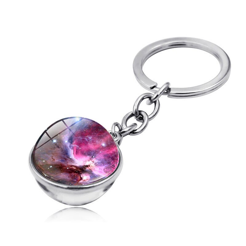 Moto Keychain Key Ring Chain Glass Ball Keyring Solar System For Friend Auto Accessorie Motorcycle Keychain Keys Holder: Orange