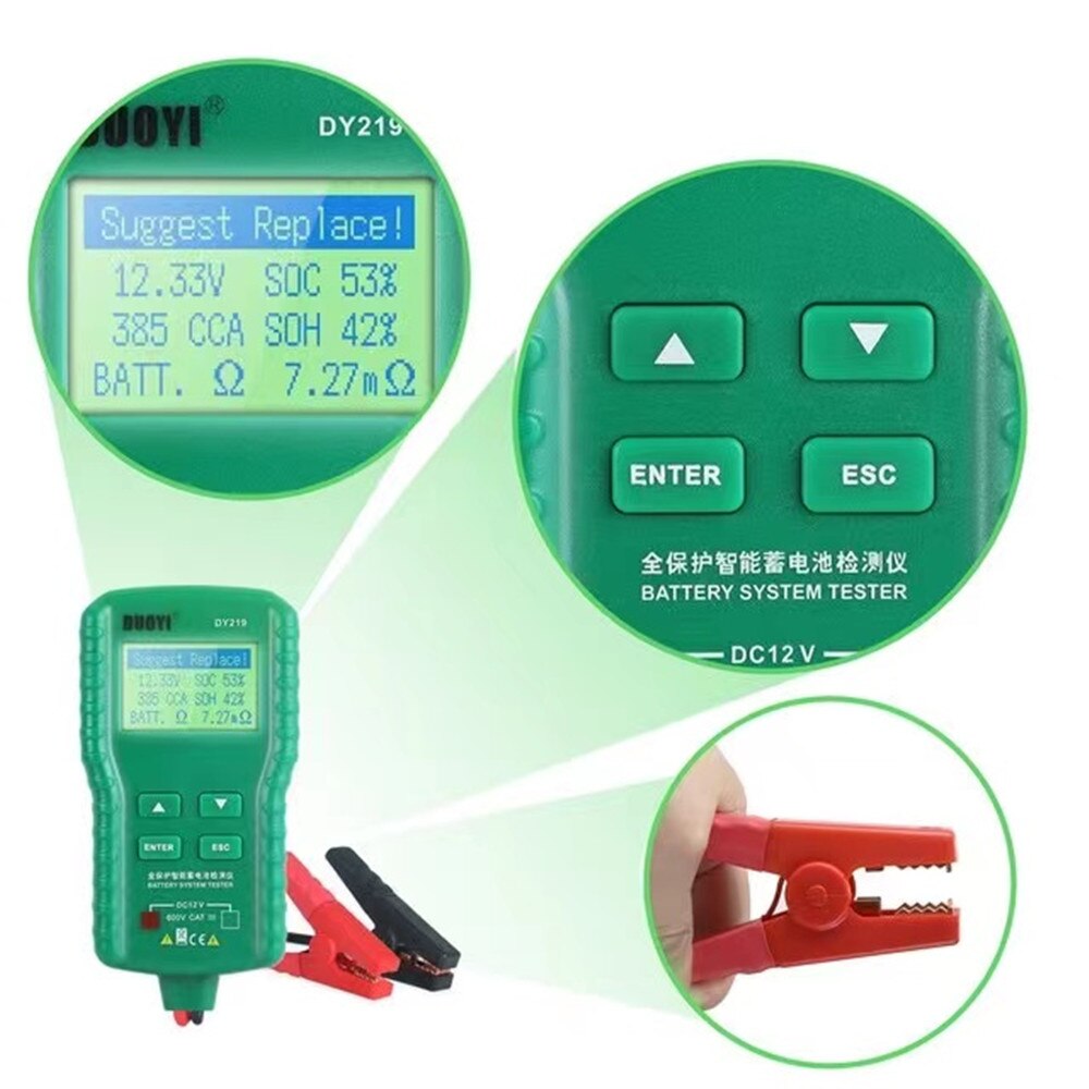 12V Car Digital Battery Tester Automotive AH 2000CCA Voltage Battery Analyzer Multifunction Diagnostic Tools