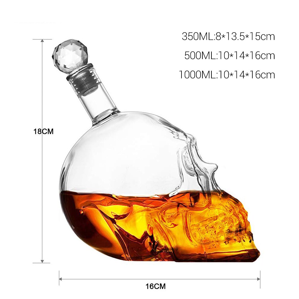 350/500/1000ML bouteille de crâne en cristal Vodka bouteille de verre de tir de crâne avec tête de crâne en liège Carafe en verre pour spiritueux de vin de Whisky