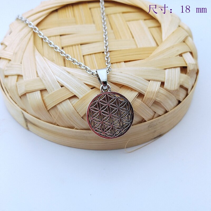 1pcs Bloem van Leven Boeddhistische Ketting Lange Ketting Zaad van Leven Heilige Geometrie Sieraden Fleur De Vie Yoga Namaste ketting