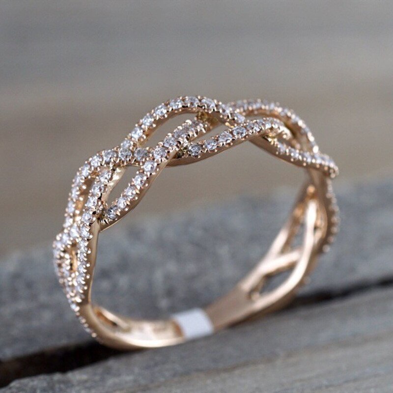 Anillos CC para mujer, joyería clásica, Circonia cúbica, Color oro rosa, bisutería nupcial para boda, accesorios para mujer, CC2342
