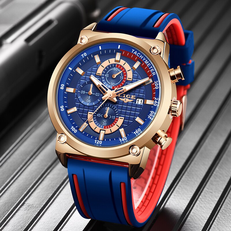 LUIK Horloge Chronograaf Sport Heren Horloges Quartz Klok Siliconen Band Man Horloge Relogio Masculino Cadeau voor Mannen