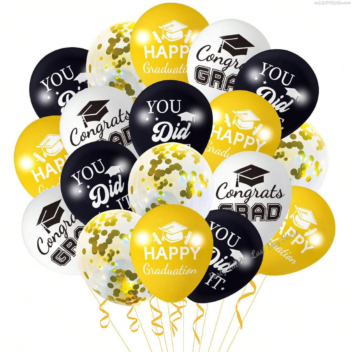 14 stk. lykønskningballoner guld sort latexballon med konfetti dimissionsfest dekoration tilbehør dimittend: Camouflage