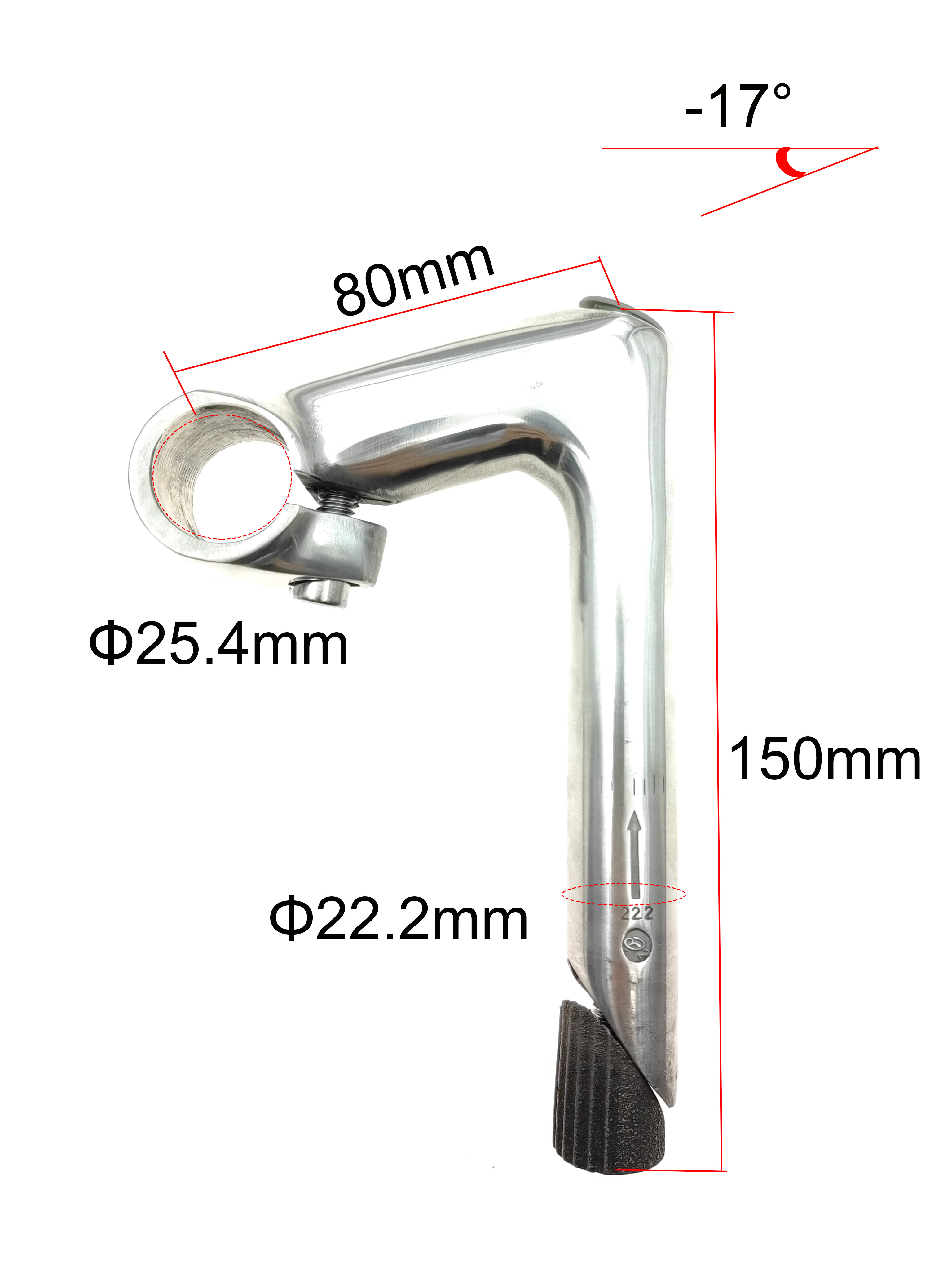 Polkupyörän ohjaustangon varsi joutsenkaulakiinnitteinen polkupyörän ohjaustanko 80mm*25.4mm*22.2mm*150l polkupyörän lisävarusteet