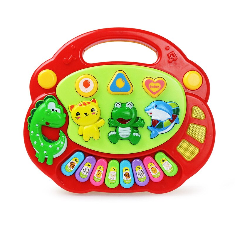 Juguete Musical con sonido de Animal de granja para niños, Piano de 2 colores, teclado con sonido de animales, instrumento Musical DS29: Red dinosaur
