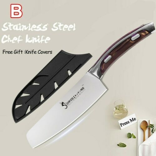 3Pcs/Set Chinese Chef Knife Set Stainless Steel Utility Kitchen Knife Meat Fish Vegetables Slicing Sharp Kitchen Knives Set: B 6inch chef