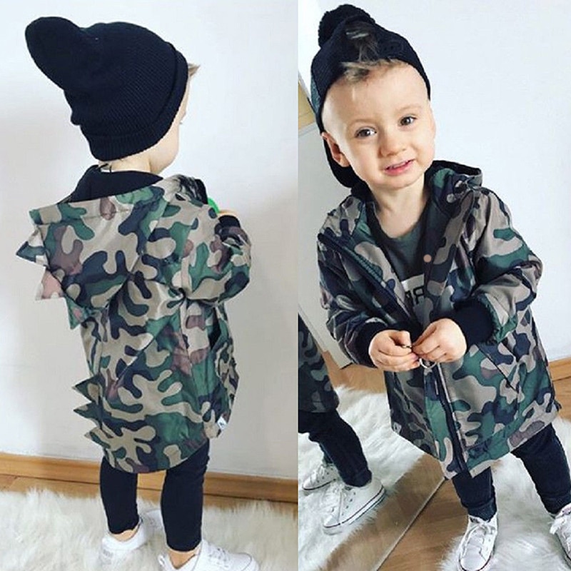 Jongen Jas Herfst Winter Casual Kid Baby Boy Camouflage Jas Rits Jas Top Hooded Uitloper 1-5Y