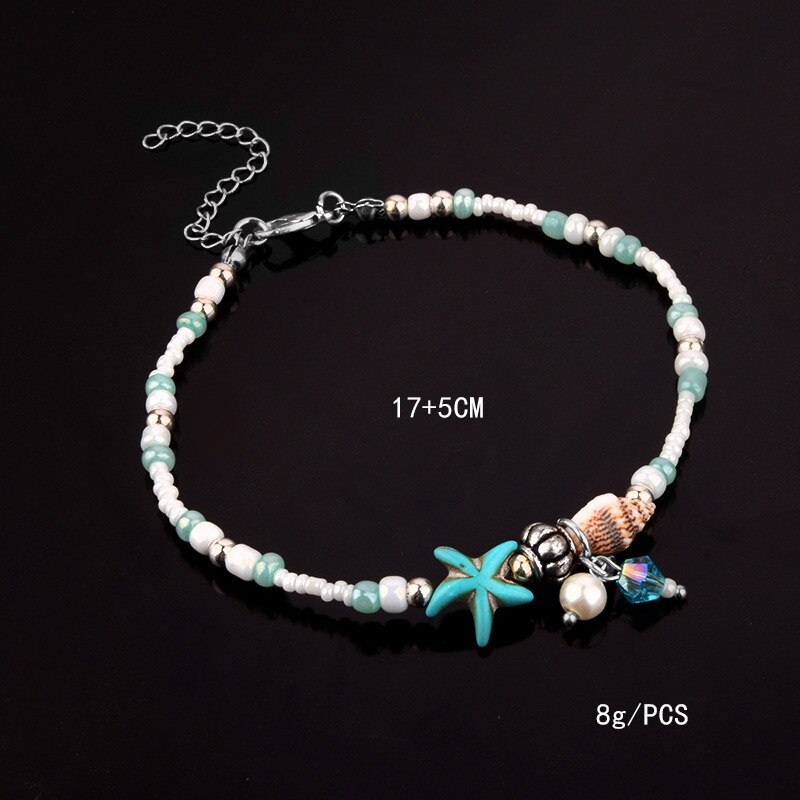 Modyle Bohemian Gesimuleerde Parel Zeester Enkelband Charms Conch Losse Halhal Barefoot Voet Ketting Voor Vrouwen Strand Sieraden