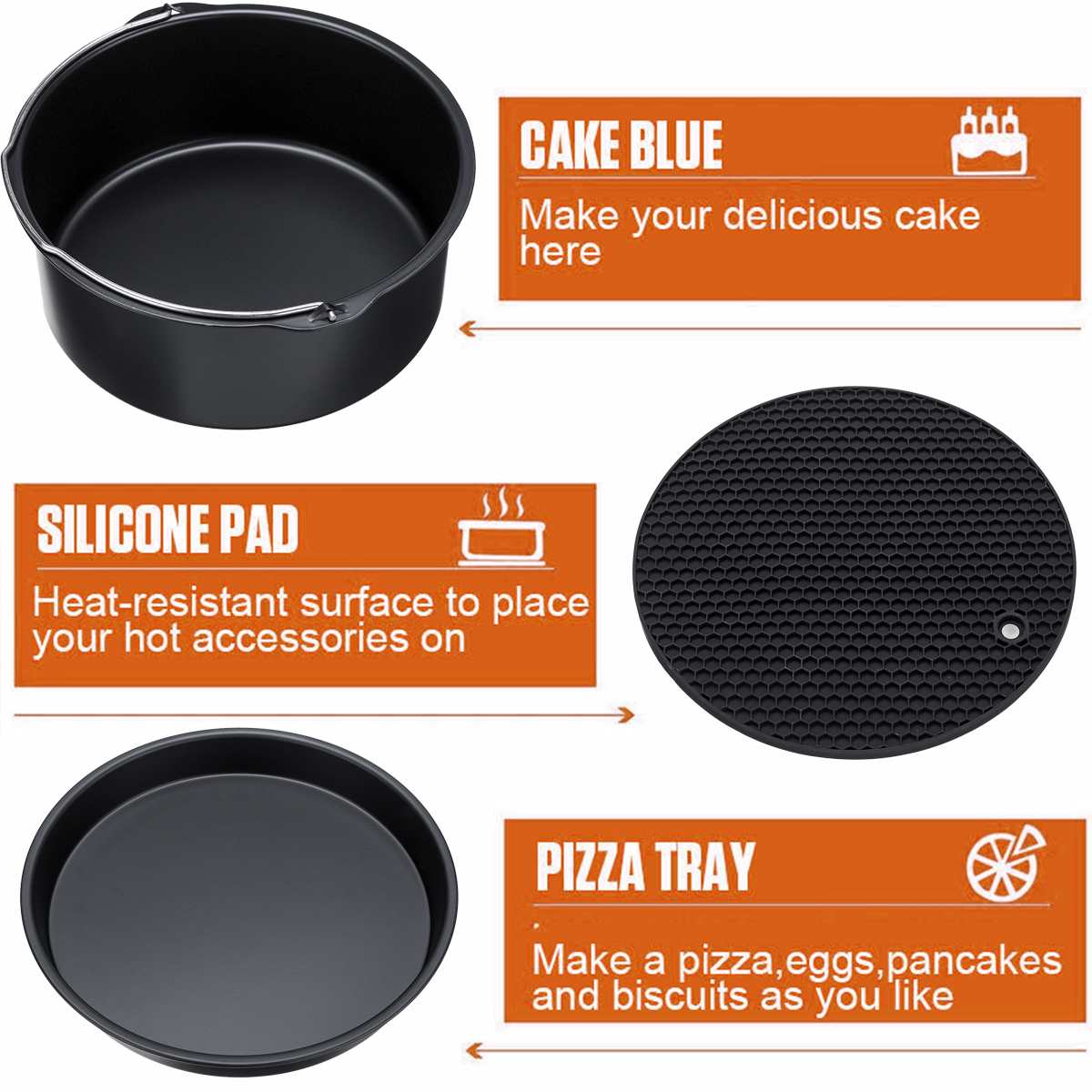 Air Fryer Accessories 8 Inch for Gowise for Phillips Cozyna and Secura, Set of 124 Fit all Airfryer 3.7-6.8QT