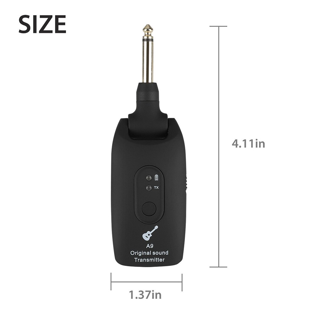 A9 UHF Wireless Electric Guitar Transmitter Receiver System 2.4GHz Rechargeable 4 Channels for Electric Guitar Bass Organ