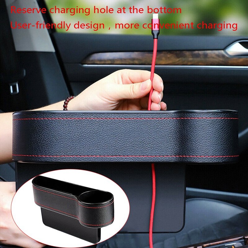 Car Multifunctional Car Seat Space Pocket Catcher Organizer Crevice Stowing Cup Holder Black