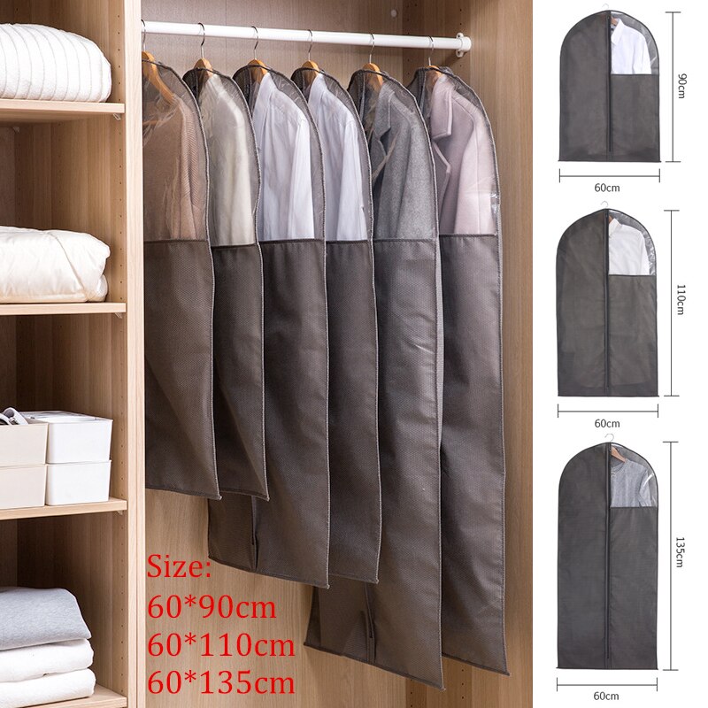 Housse de rangement en tissu Non tissé 1 pièce, housse Anti-poussière, sac de rangement en tissu Non tissé, fenêtre transparente, organisateur de manteau, costume de protection, enveloppe de vêtement pour la maison