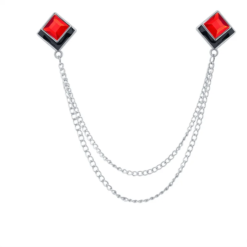 Koreaanse Geometrische Crystal Broche Kwastje Ketting Revers Pin Mannen Shirt Kraag Sieraden Wedding Party Broches Accessoires