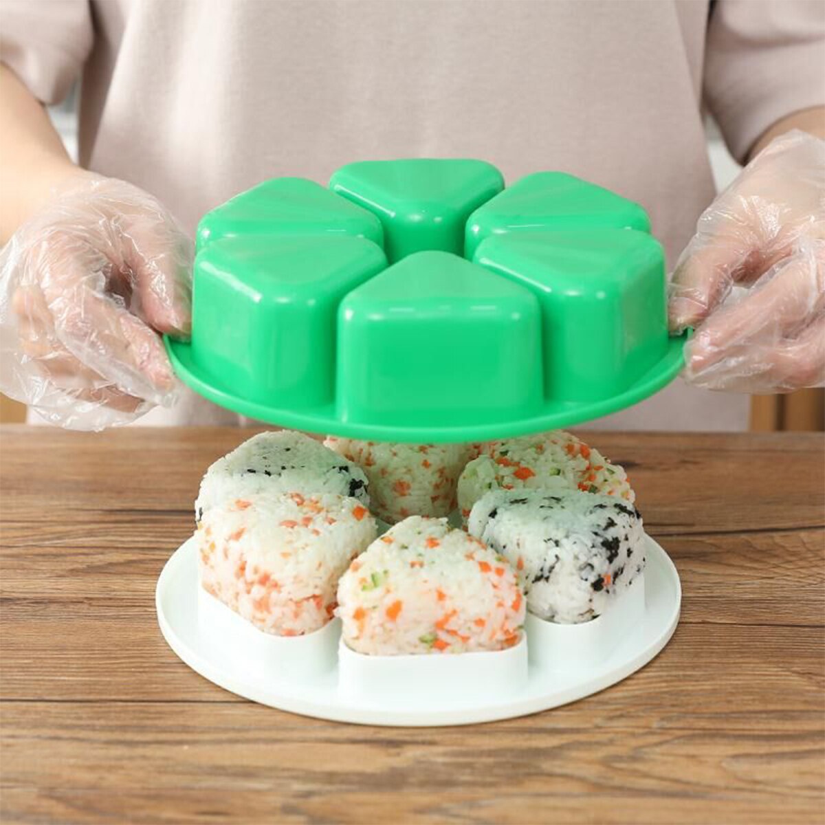 1Pc 6 Gaten Sushi Mold Onigiri Rijst Bal Bento Druk Maker Mold Diy Tools Utility Keuken Accessoires