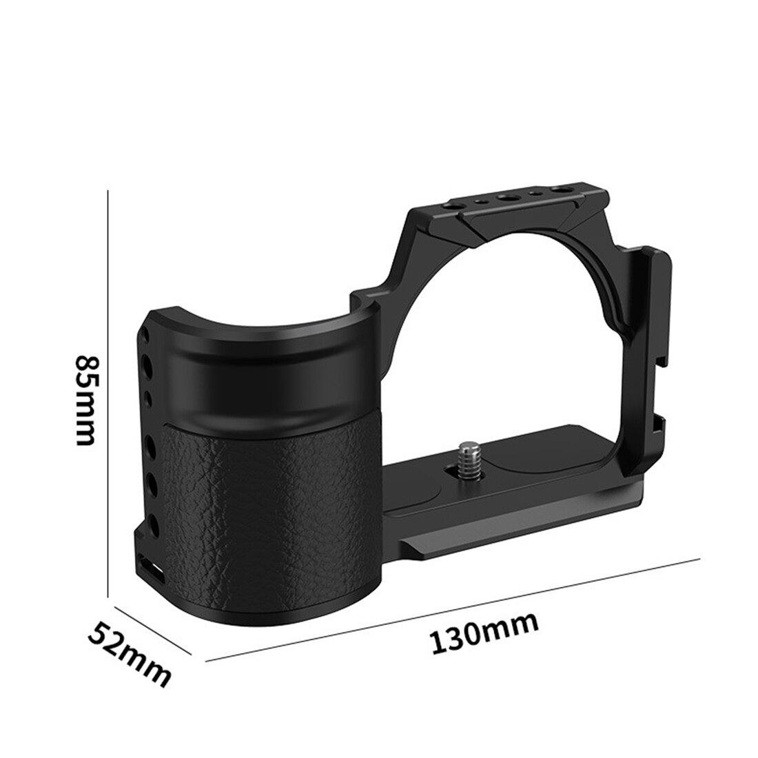 Quick Release L Plate Holder Wooden Handle Protective Hand Grip Camera Bracket ZVE10 Camera Cage Rig For Sony ZV-E10 DLSR Camera: Leather Handle Cage