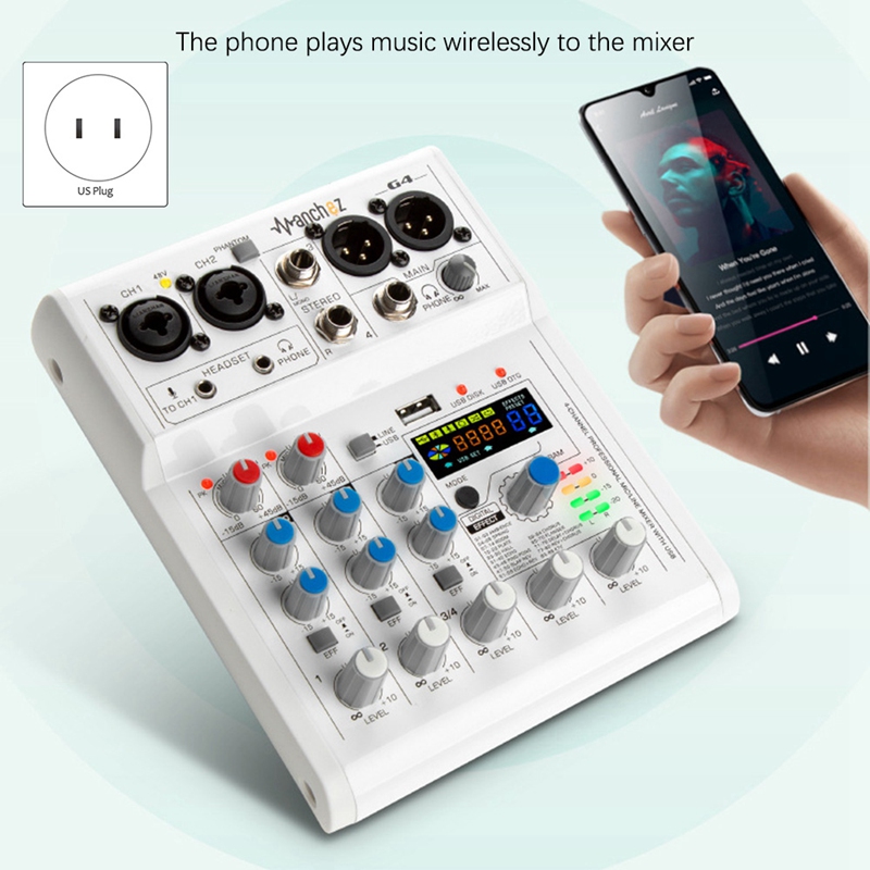 G4 4 Channel USB Bluetooth 88 Mixing Effects Sound Card Audio Mixer Sound Board Console Desk System Interface