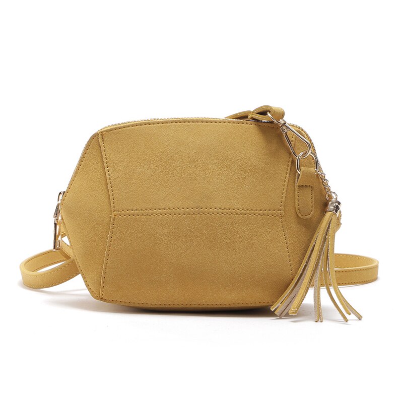 Vrouwen Schoudertassen Eenvoudige Frosted Kleuren Tassel Shell Shape Vrouwen Kleine Messenger Crossbody Tas Dames Rits Handtassen: Khaki