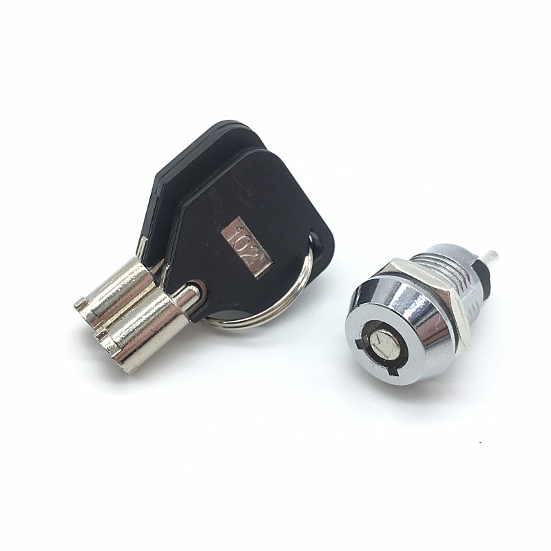 2pcs/lot 12mm Metal Key Switch 250V ON OFF Locking Switch Electrical Key Rotary Switch with 2 Keys 2 Position