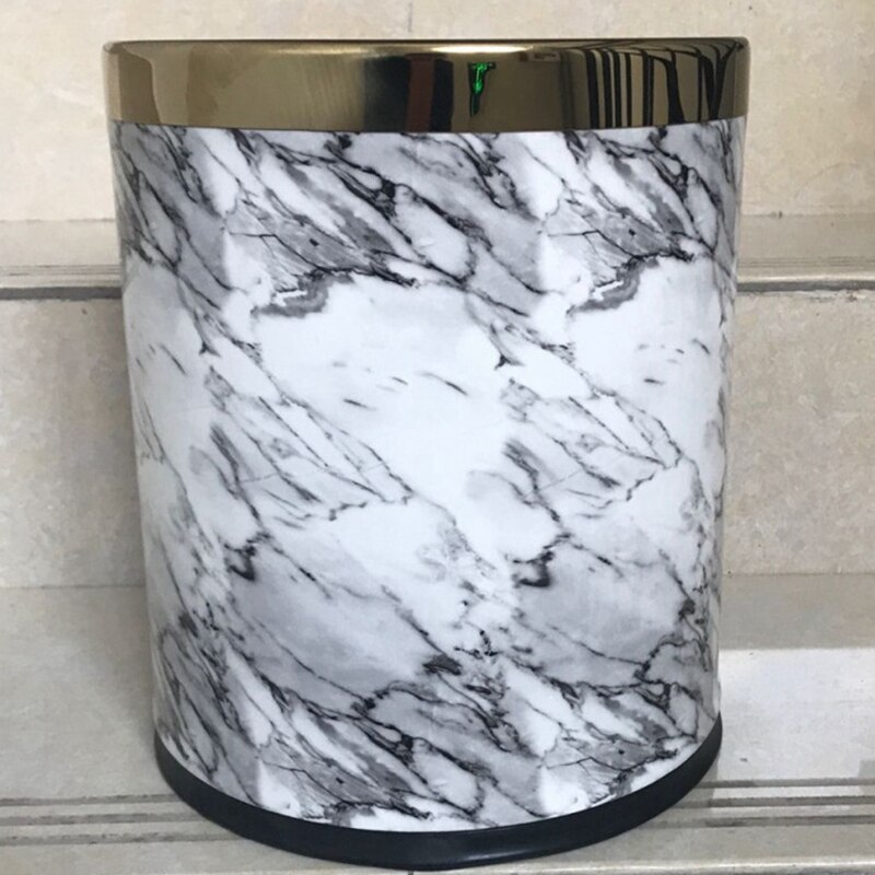 Cubo de basura con patrón de mármol, papelera de 10L, diámetro de 23Cm, altura de 27Cm, para sala de estar, baño, cocina