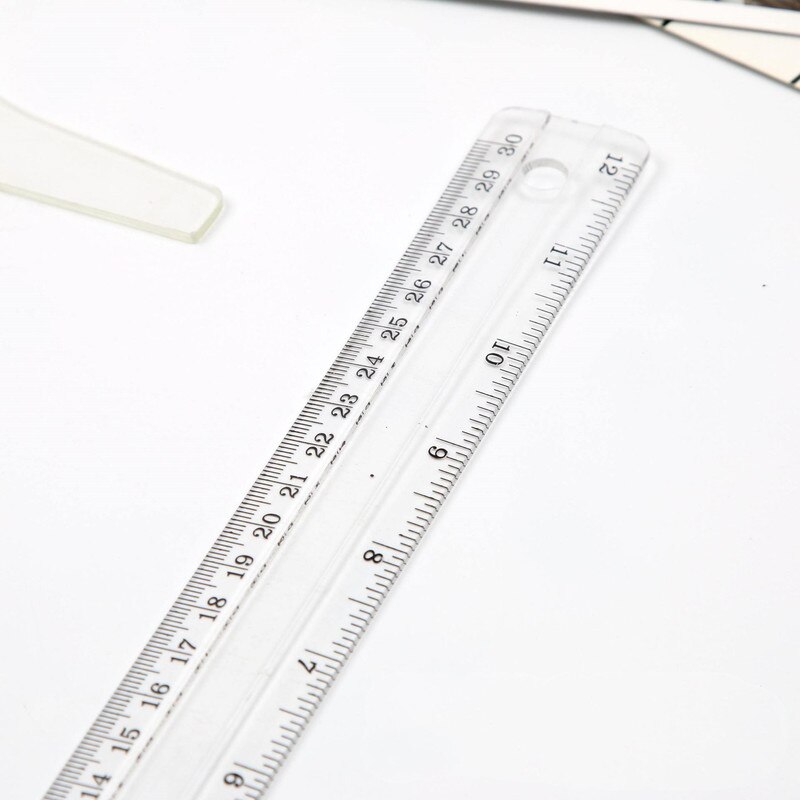 1PC 30cm/12" Plastic T-Square Metric Ruler Cm/inch Double Side Scale Measuring Tool