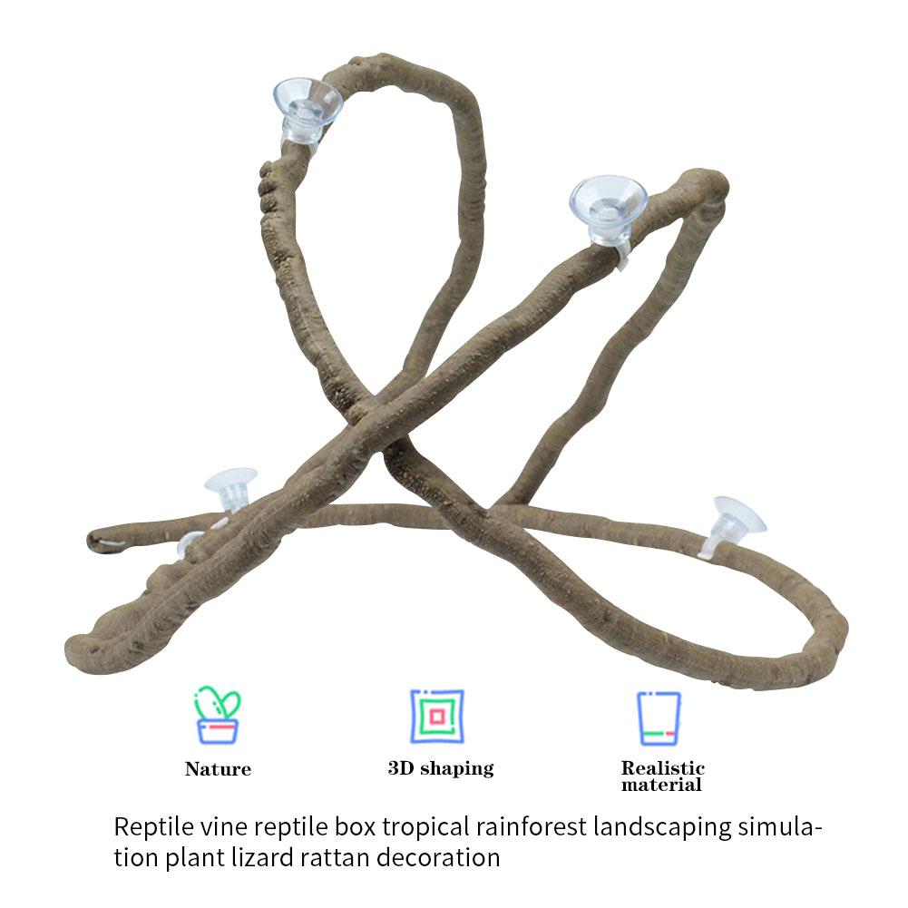 Reptile Habitat Decor Box Tropical Rainforest Landscaping Material Simulation Plant Rattan Vine Reptile Habitat Decor Plant