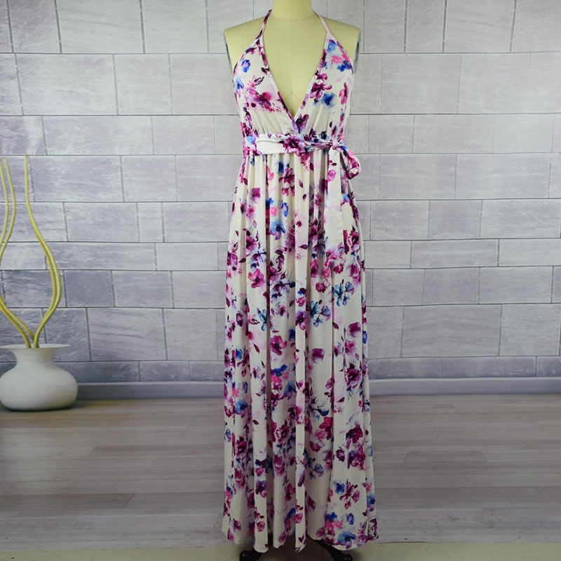Syvä v-pääntie äiti tytär mekot kesähihaton korkea halkio mekko äiti ja minä perheen yhteensopivia vaatteet perheen look asuja