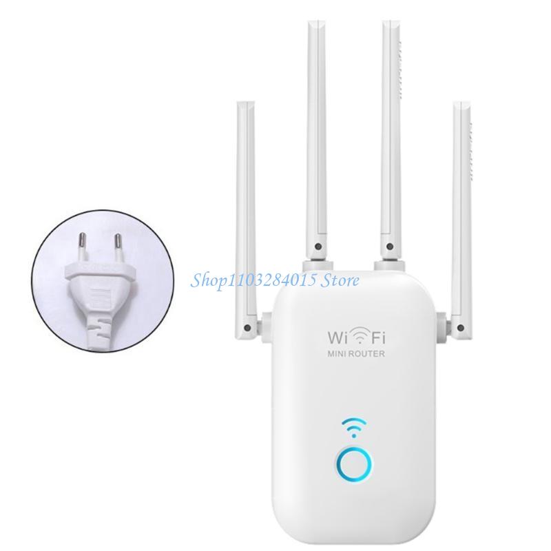 R6FF High-power WiFi Extender 1200Mbps Wireless Repeater Dual Band Expander Full Coverage Extend: black / EU Plug